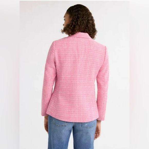Free Assembly Women's Pink Tweed Blazer 2XL Mid-Length Business Jacket - Picture 4 of 9